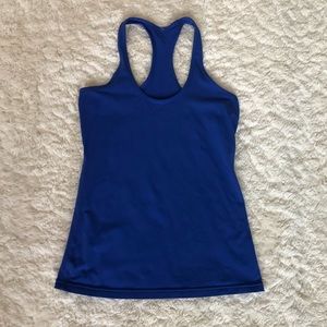 Cobalt Blue Workout Tank Top Dri-Fit Slim Fit Scoop Neck Hip Length Athleisure S